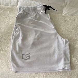 Men's White Athletic Shorts with Zipper Pockets